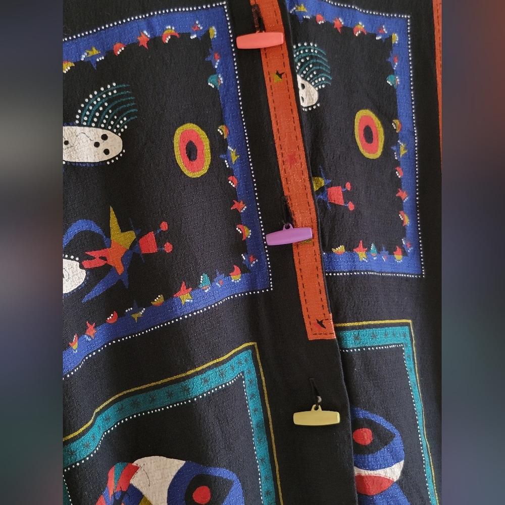 Vintage Nino Wong Abstract Black Shirt Sz M Made in USA 80's Vibes Unique Retro - Picture 6 of 14